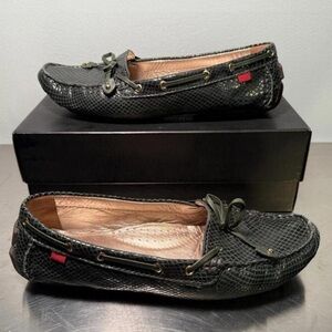 Black Snake-Texture Women's Driving Loafers - (Signs of wear)